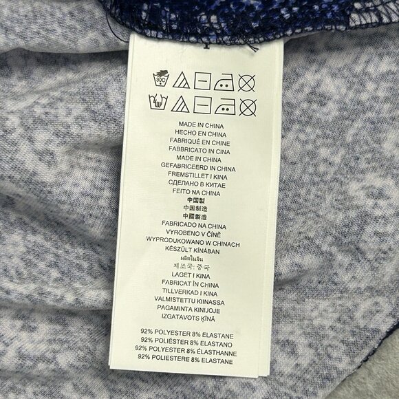 MICHAEL KORS Womens M Sleeveless Faux Wrap Top Navy Geo Print Beaded Neckline - Picture 6 of 9